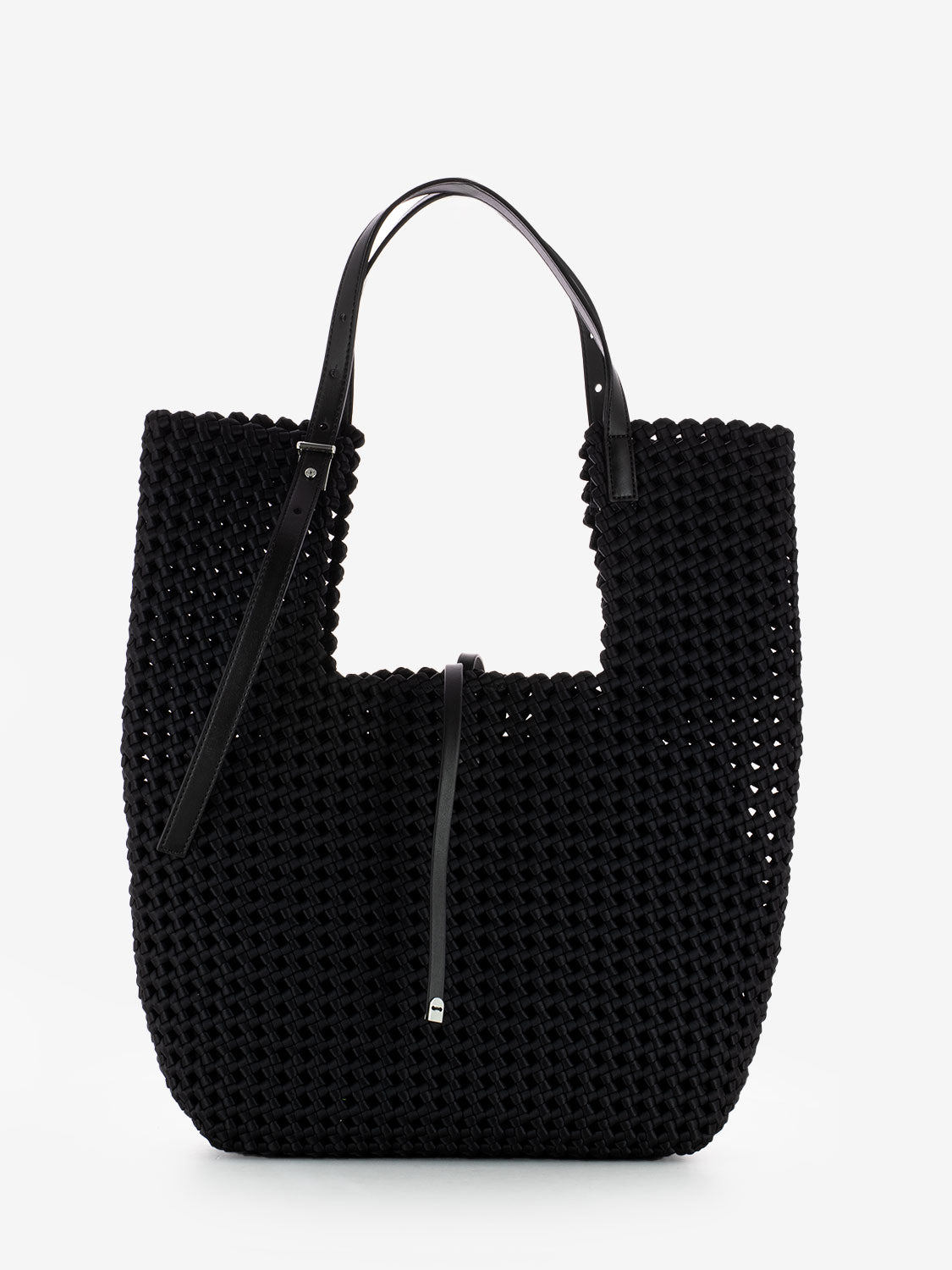 Borsa Ava in tessuto intrecciato nero