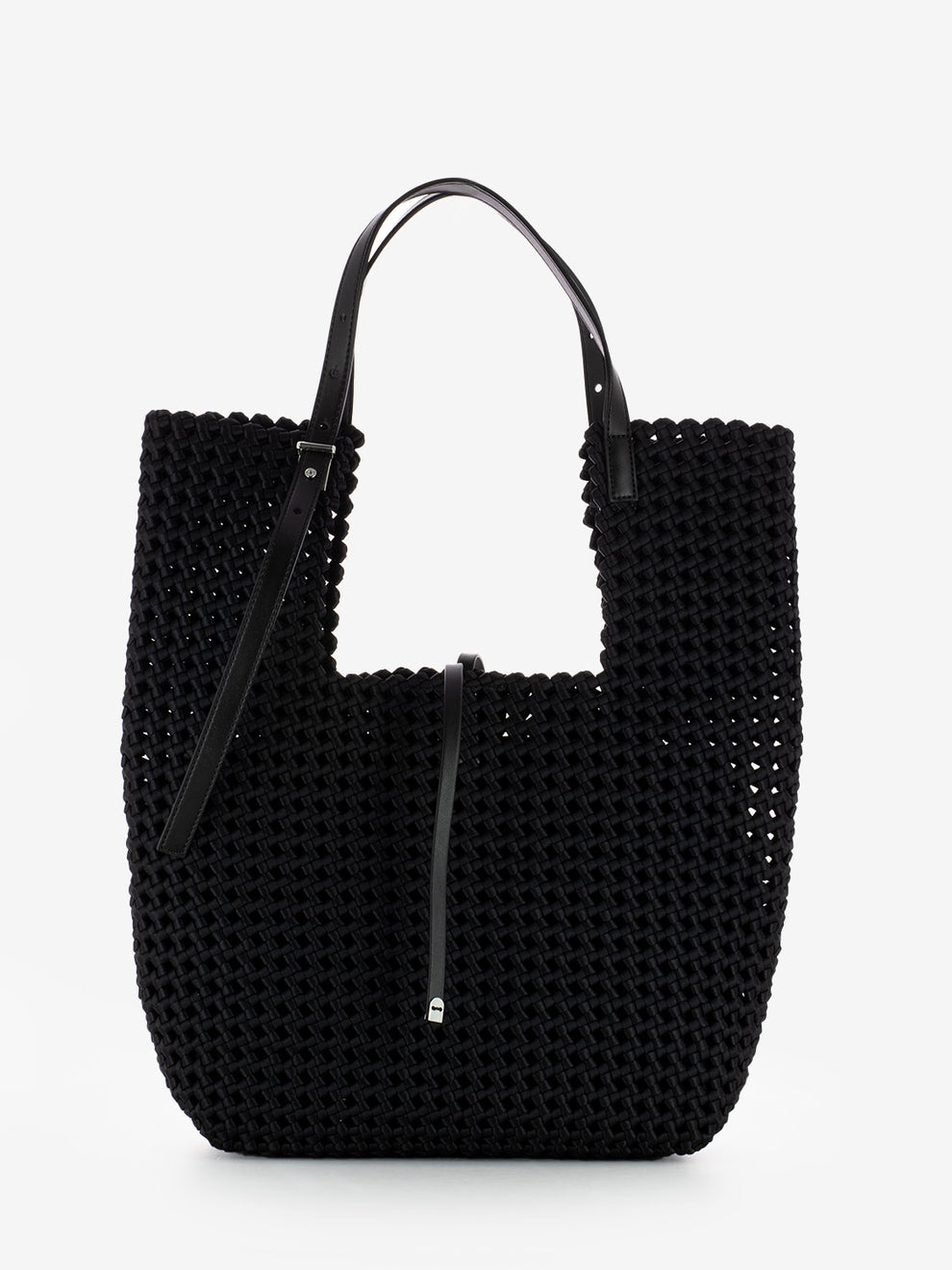 Borsa Ava in tessuto intrecciato nero