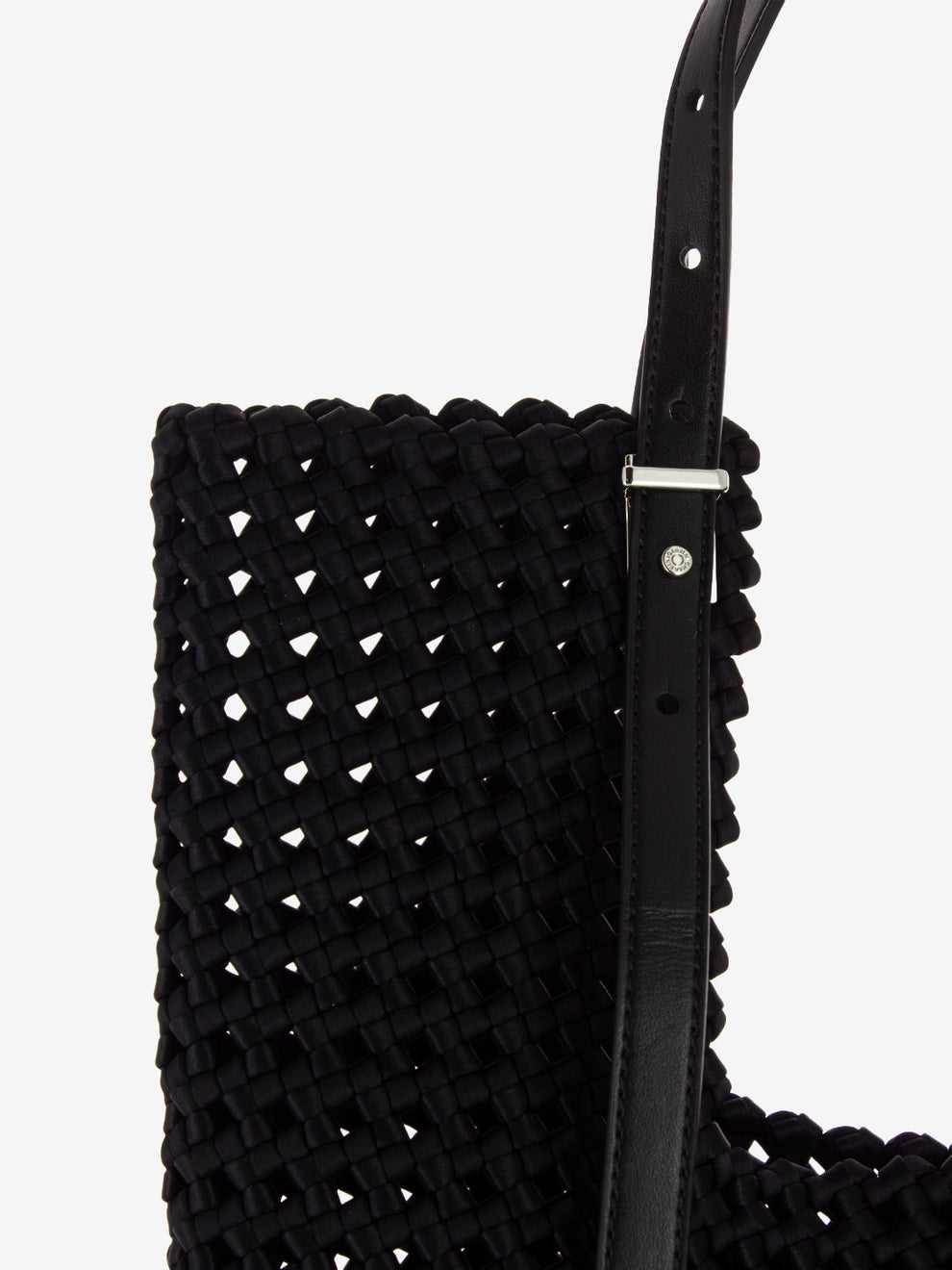 Borsa Ava in tessuto intrecciato nero
