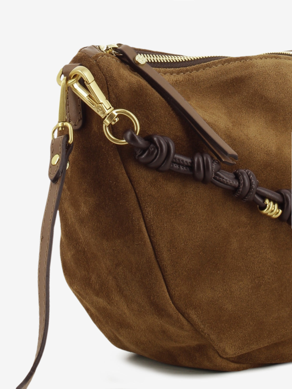 Borsa Cleo in suede cognac