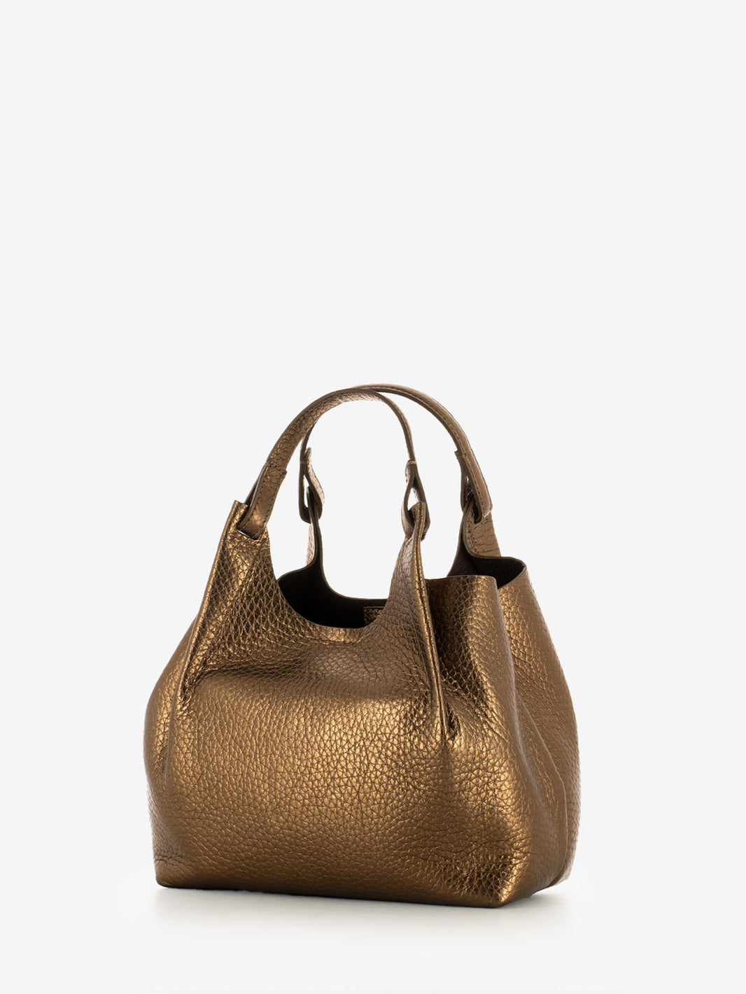 Borsa Dua in pelle laminata toasted / testa di moro