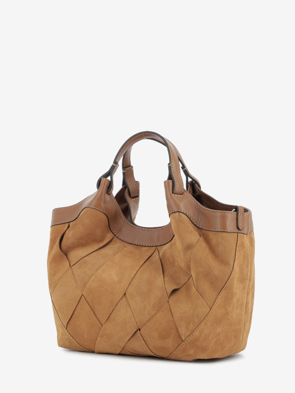 Borsa Dua in pelle scamosciata caramel