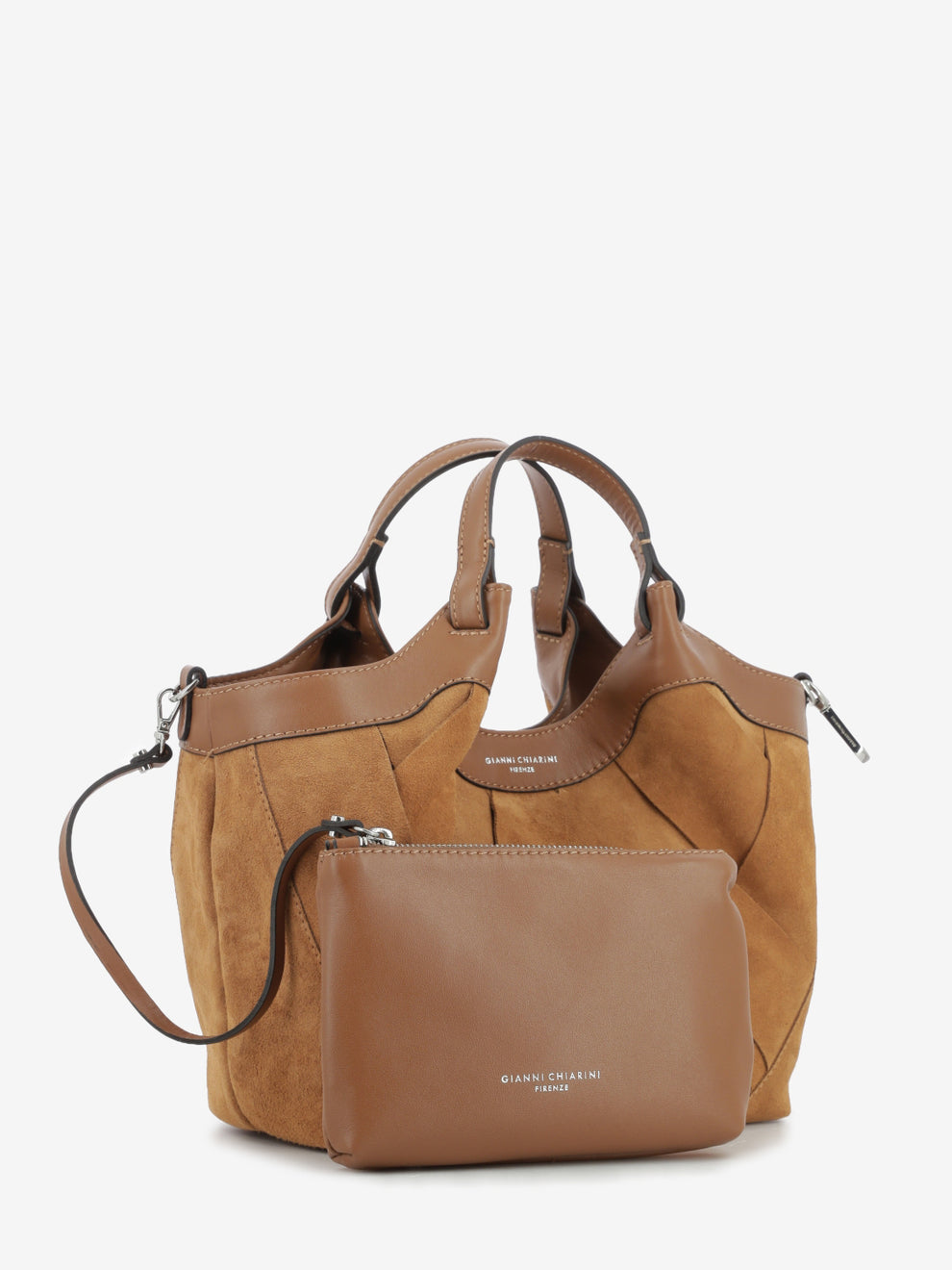 Borsa Dua in pelle scamosciata caramel