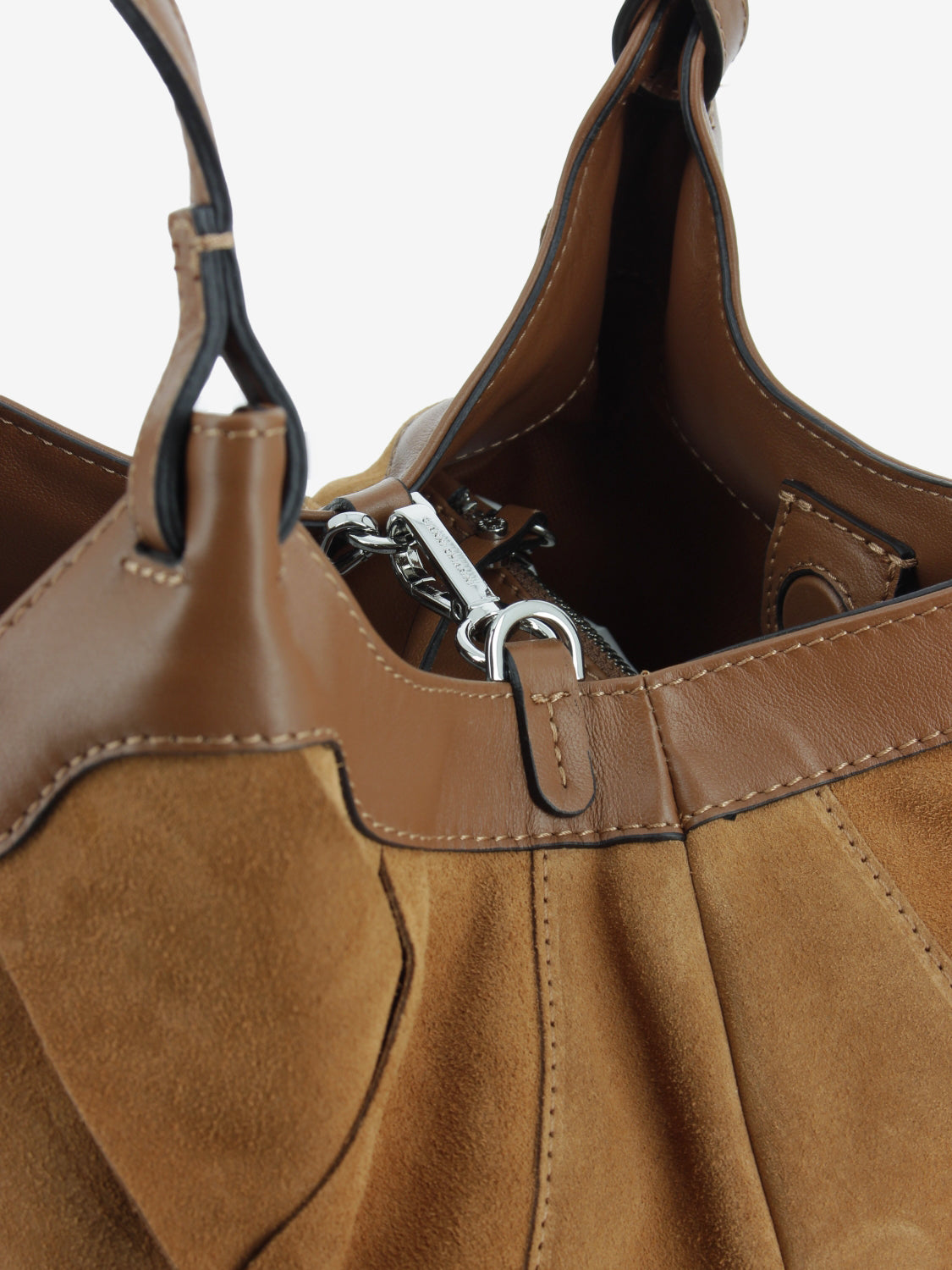 Borsa Dua in pelle scamosciata caramel