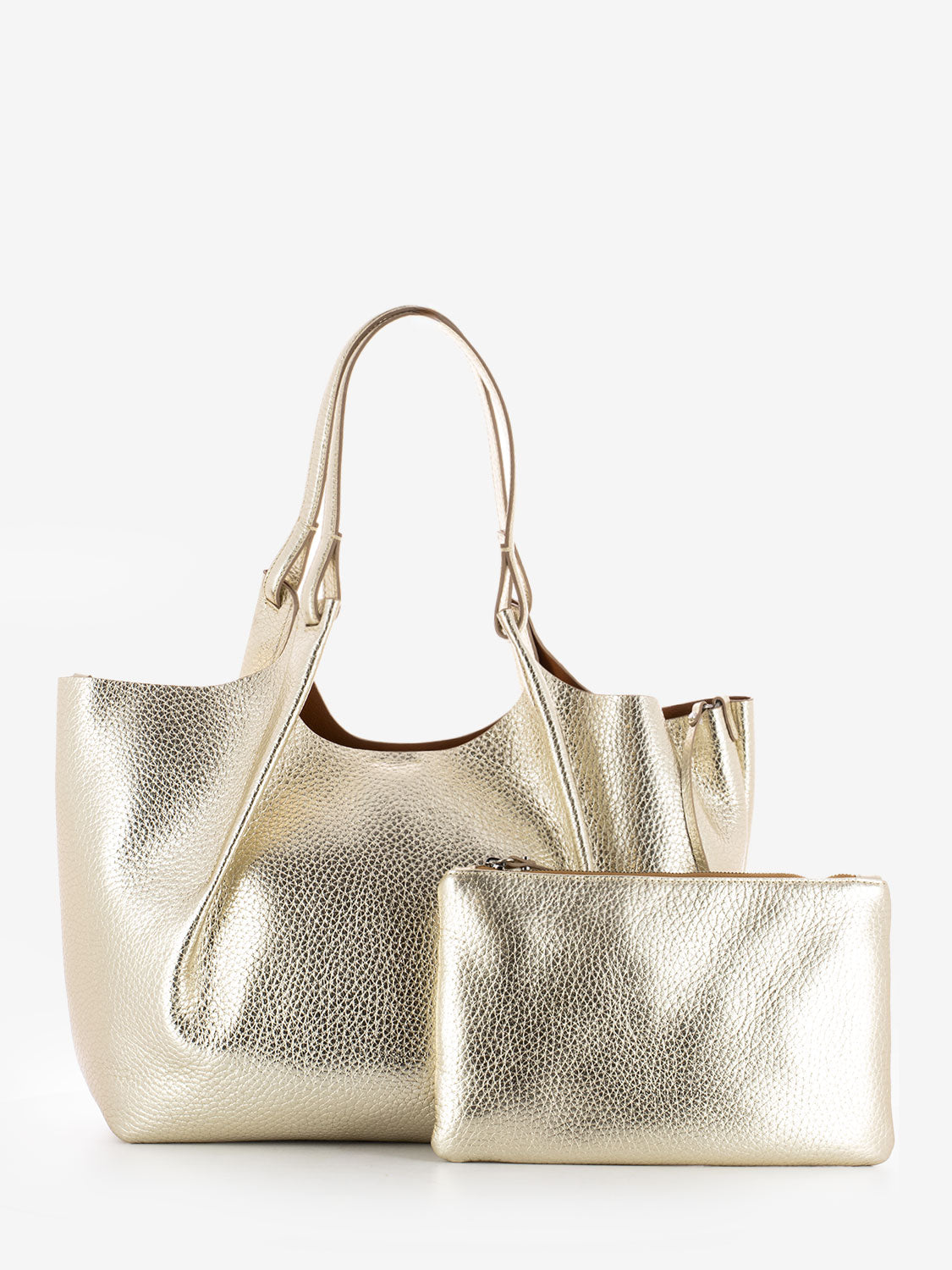Dua large leather bag gold / caramel