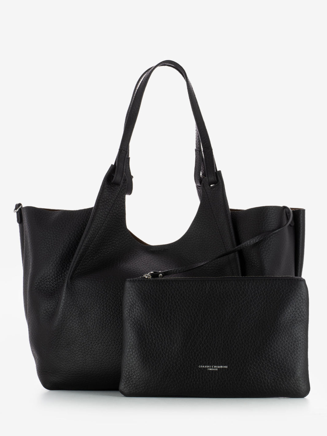 Borsa Dua large in pelle nero / castoro