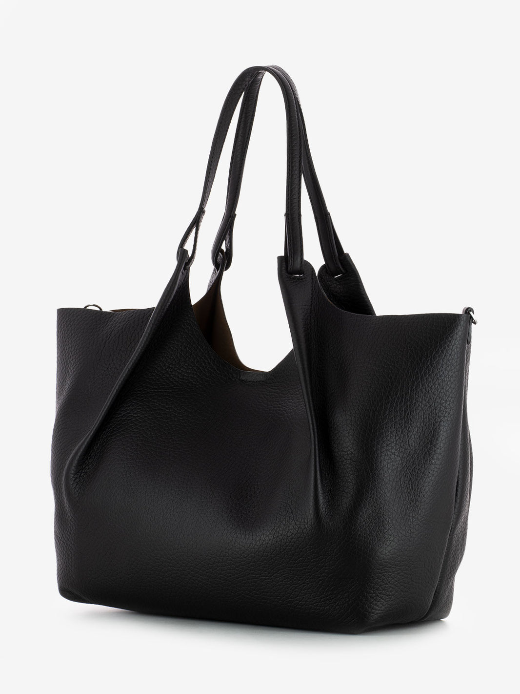 Borsa Dua large in pelle nero / castoro