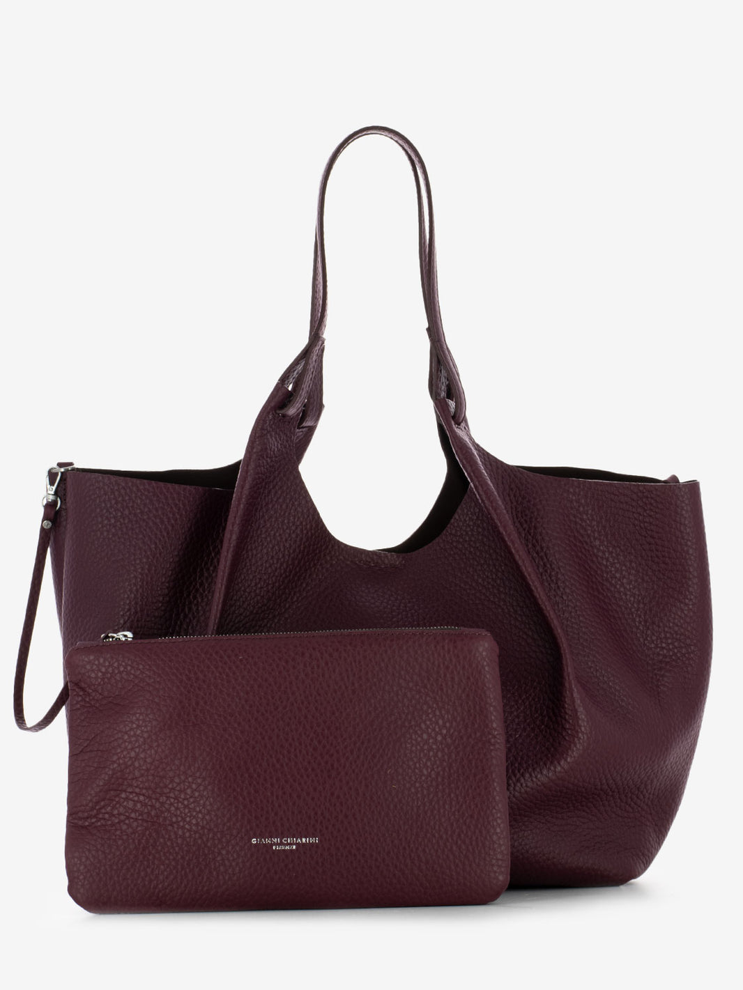 Borsa Dua large in pelle wine berry / testa di moro