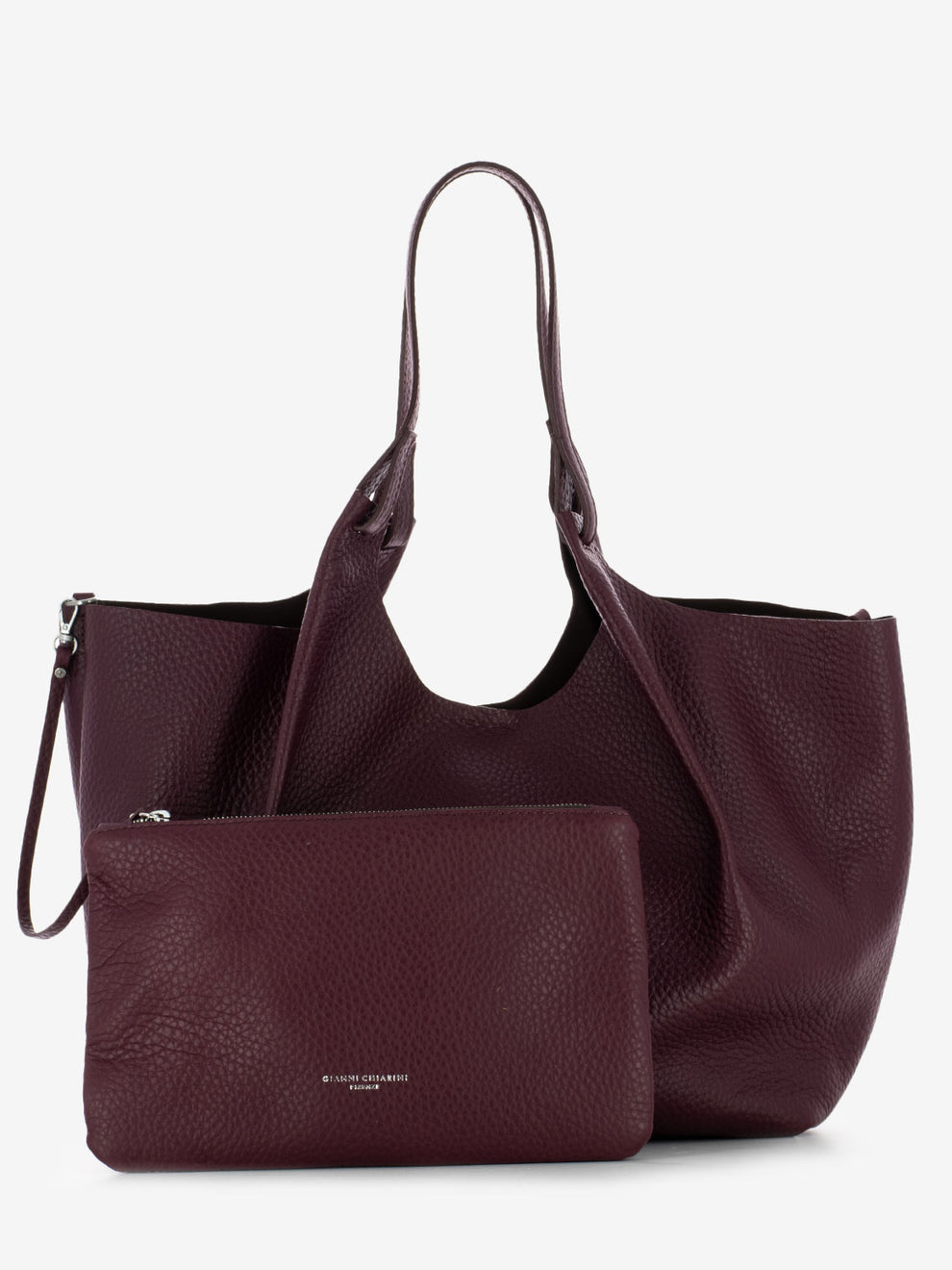 Borsa Dua large in pelle wine berry / testa di moro