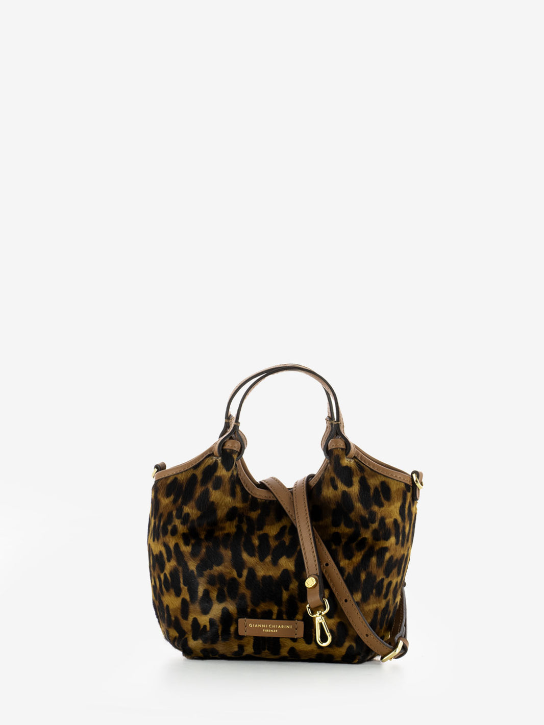 Borsa Dua mini in pelle lince / cuoio