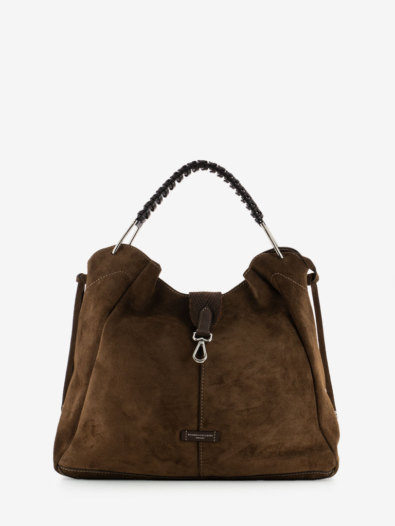 GIANNI CHIARINI - Borsa Era large in suede chocolate