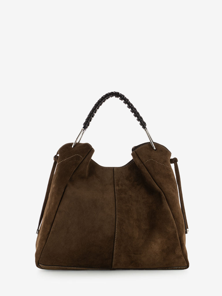 GIANNI CHIARINI - Borsa Era large in suede chocolate