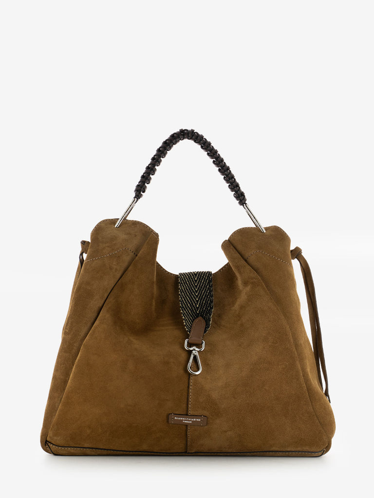 GIANNI CHIARINI - Borsa Era large in suede cognac