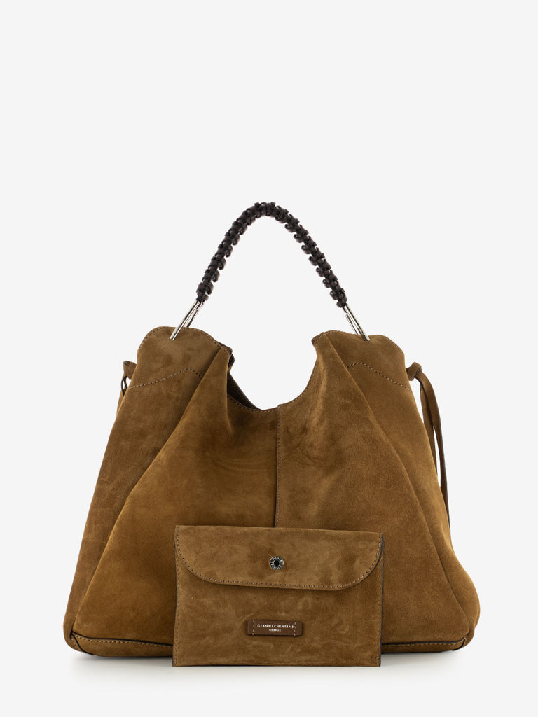 GIANNI CHIARINI - Borsa Era large in suede cognac