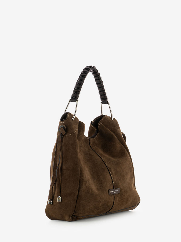 GIANNI CHIARINI - Borsa Era small in suede chocolate