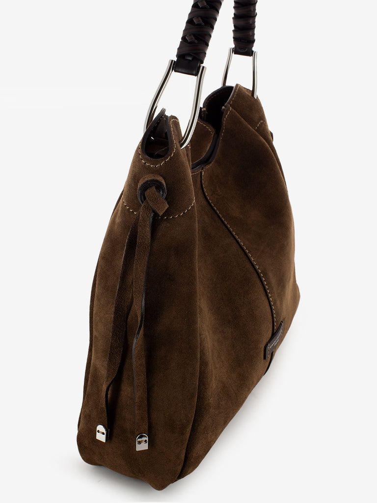 GIANNI CHIARINI - Borsa Era small in suede chocolate