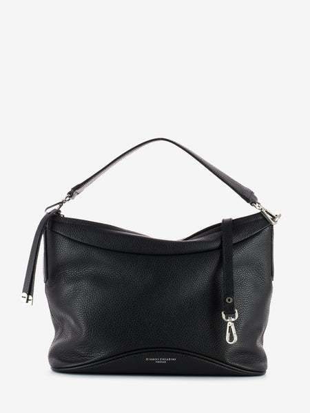 Borsa Greta a spalla in pelle nera