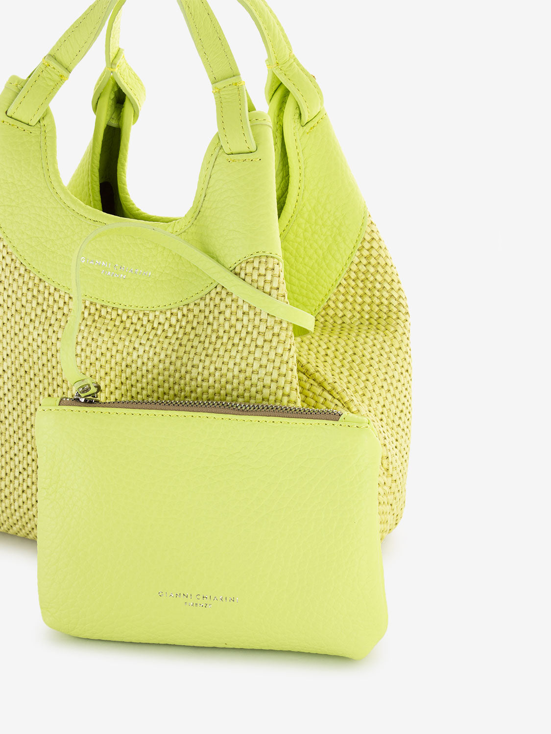 Dua sunny light leather and straw bag