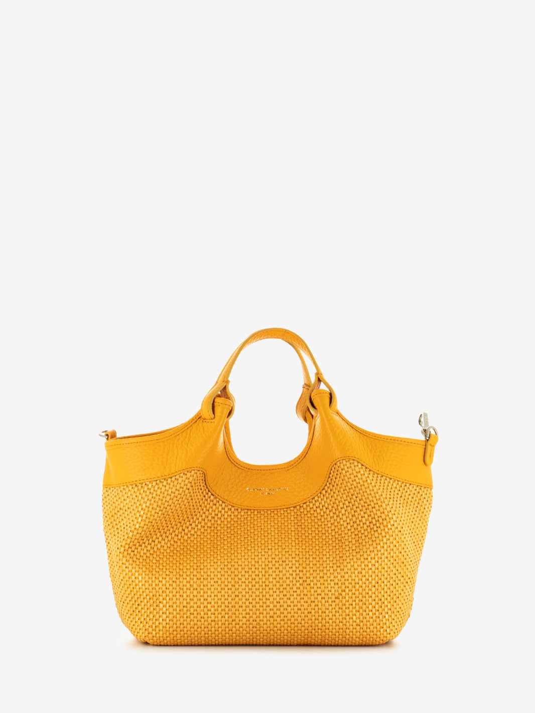 Leather and straw bag flame orange