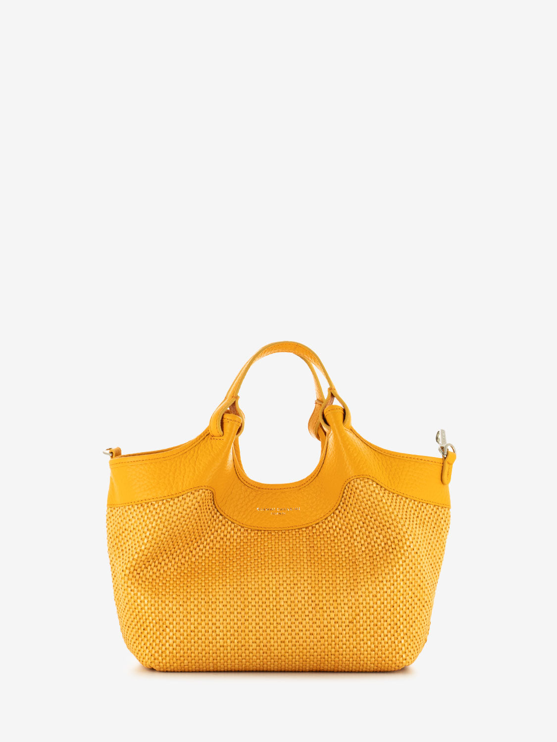 Leather and straw bag flame orange