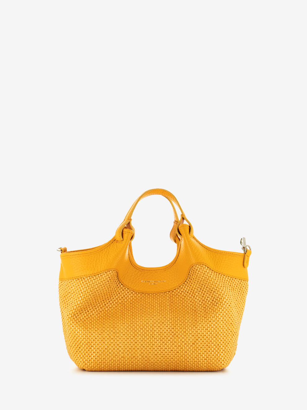 Leather and straw bag flame orange