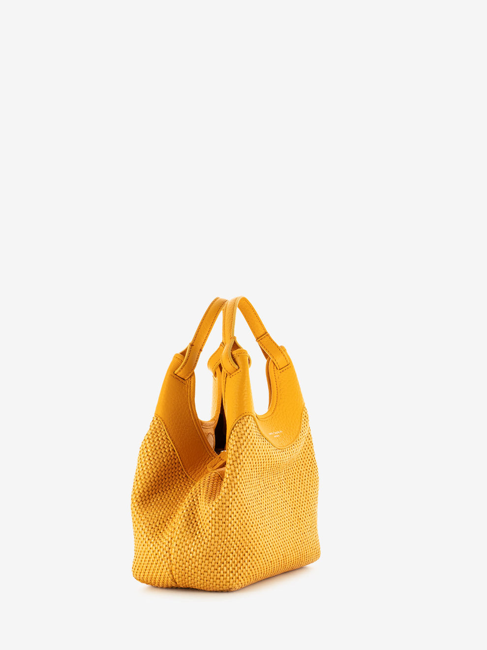 Leather and straw bag flame orange