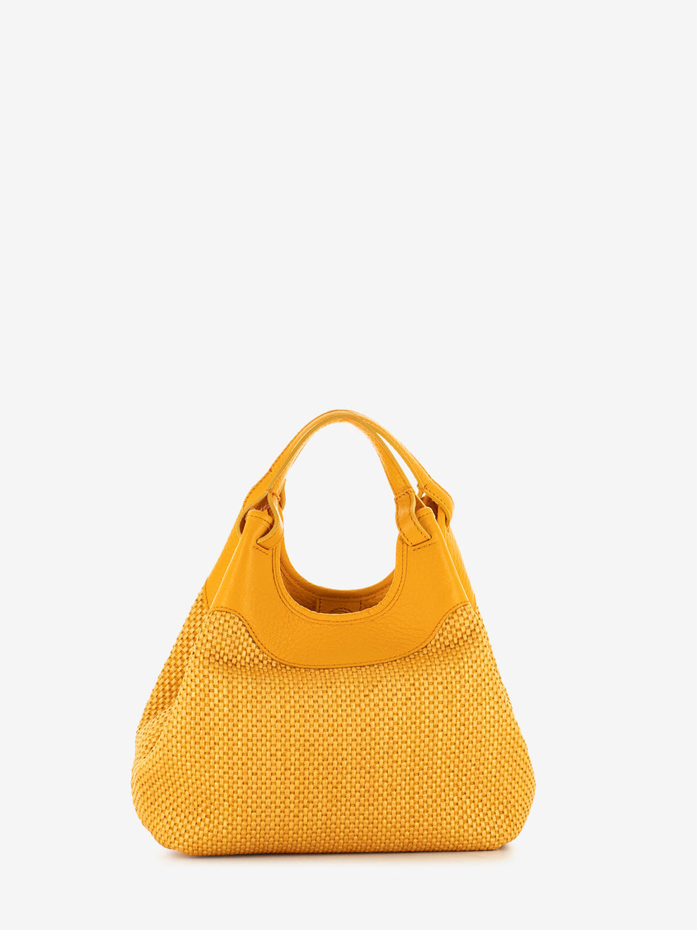 Leather and straw bag flame orange