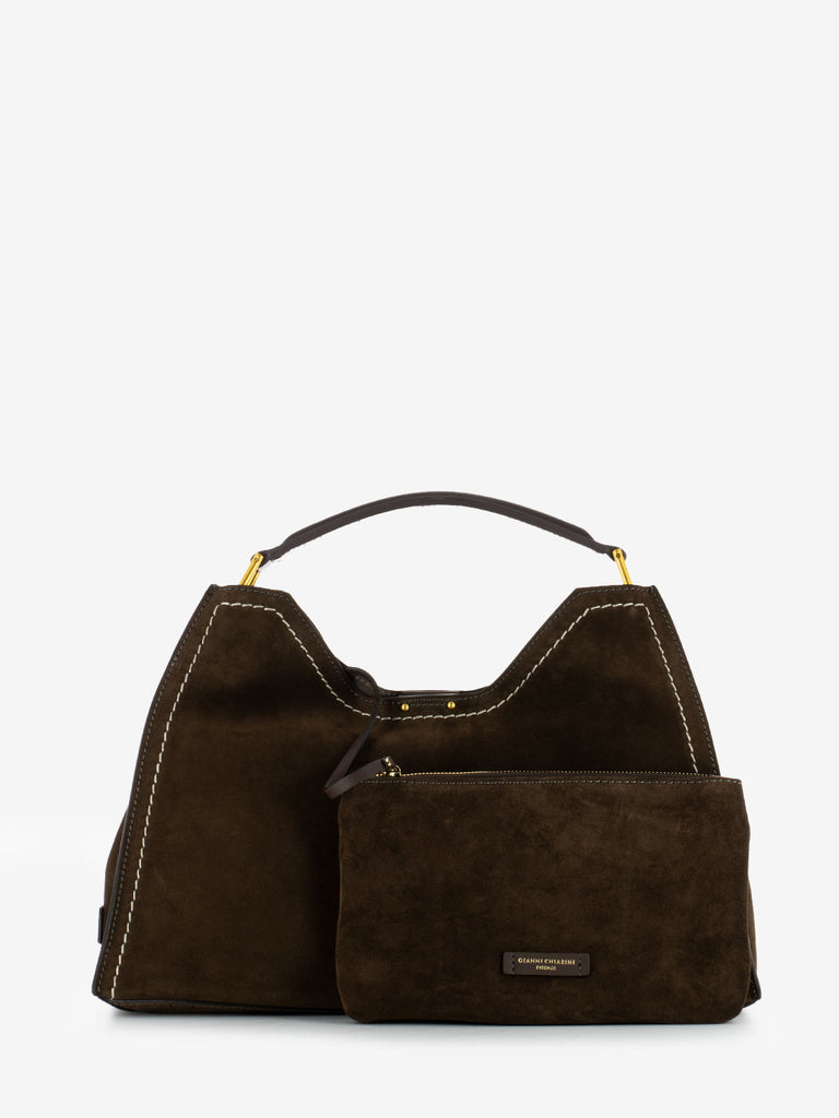 GIANNI CHIARINI - Borsa in suede aurora chocolate