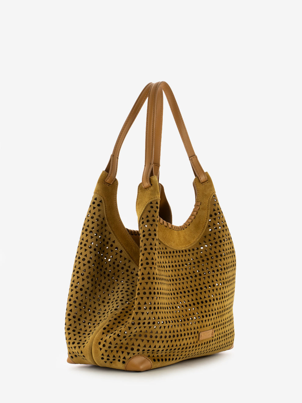 Borsa L Dua suede traforata peanut butter