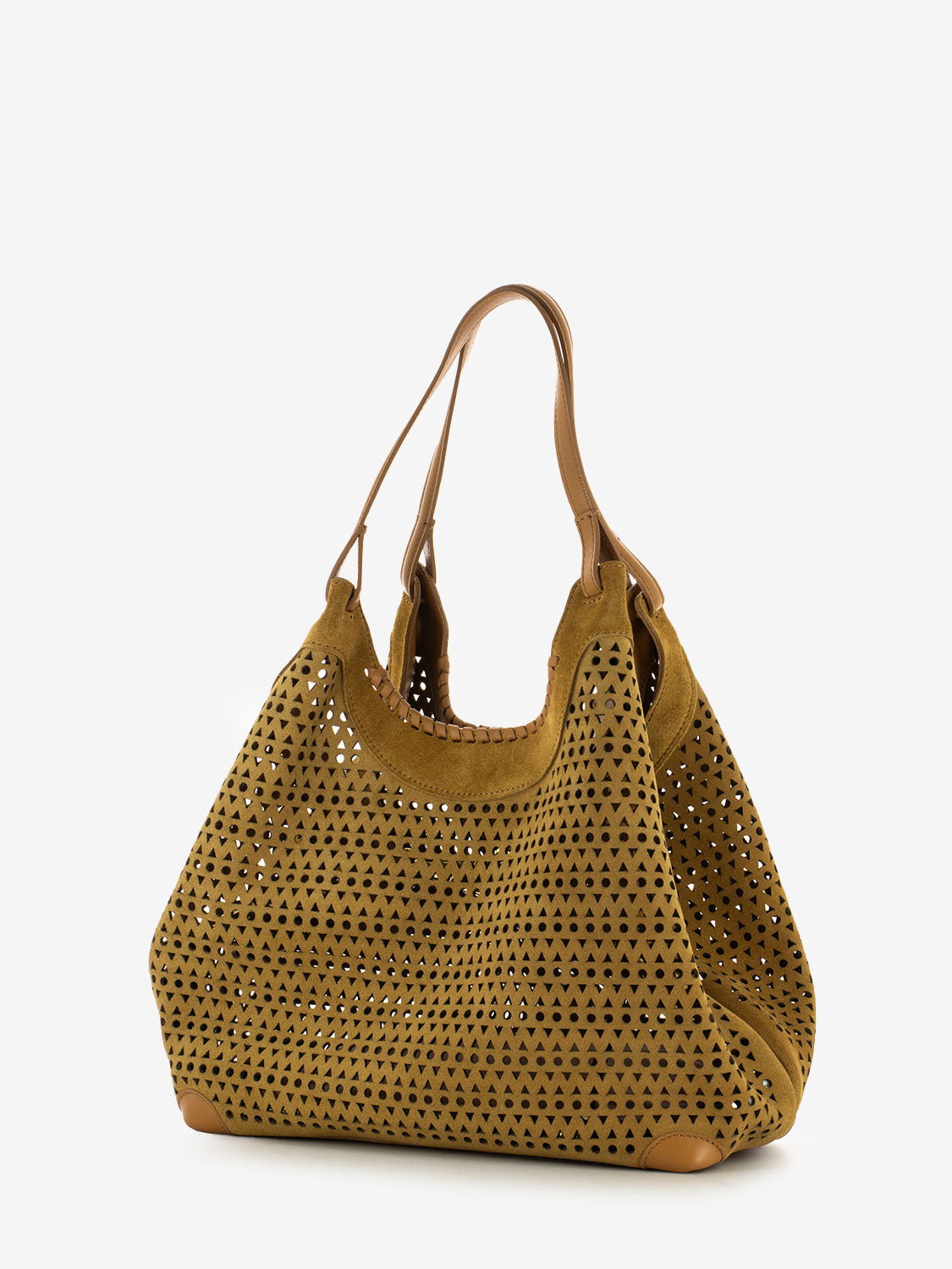 Borsa L Dua suede traforata peanut butter