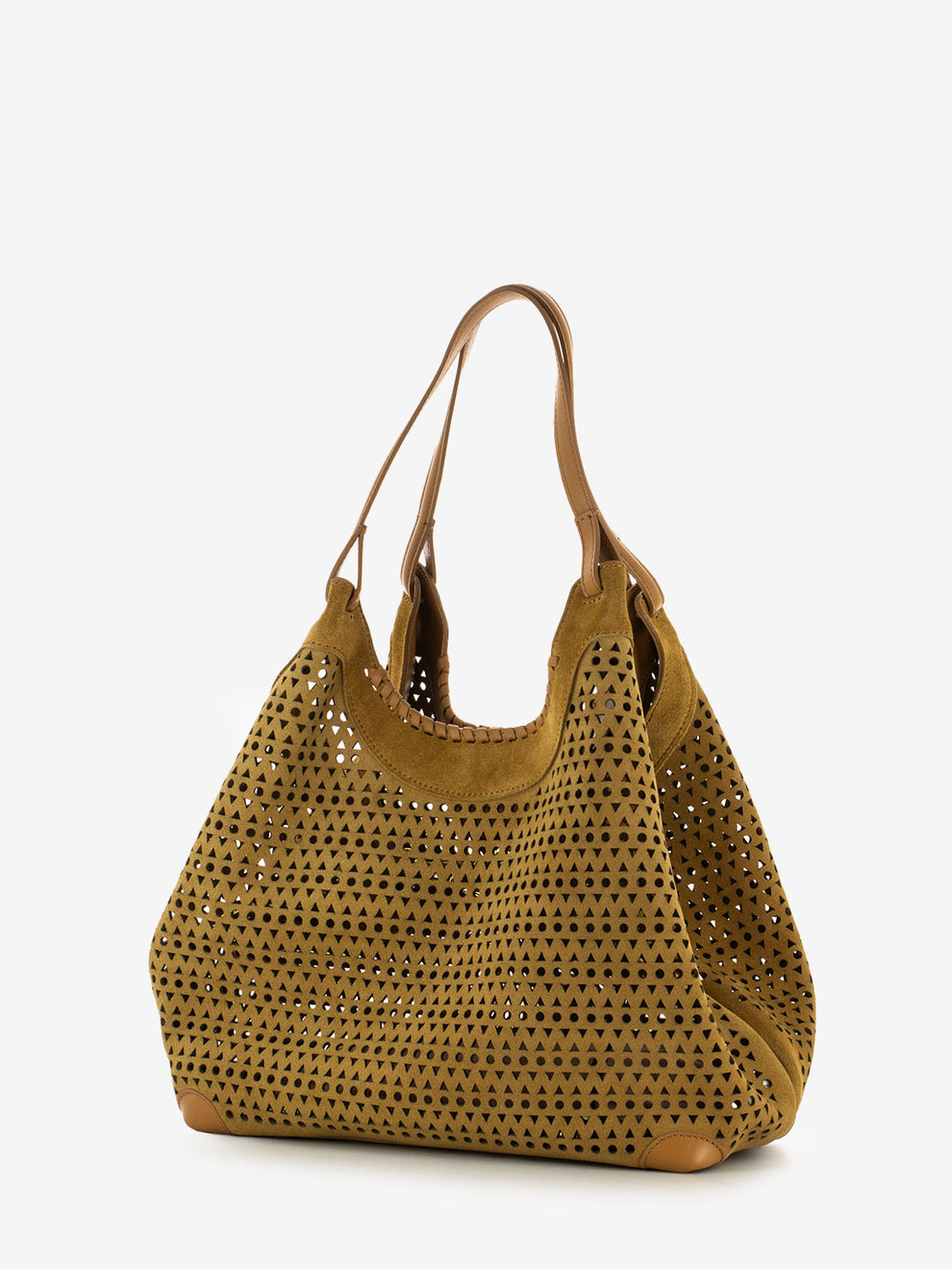 Borsa L Dua suede traforata peanut butter