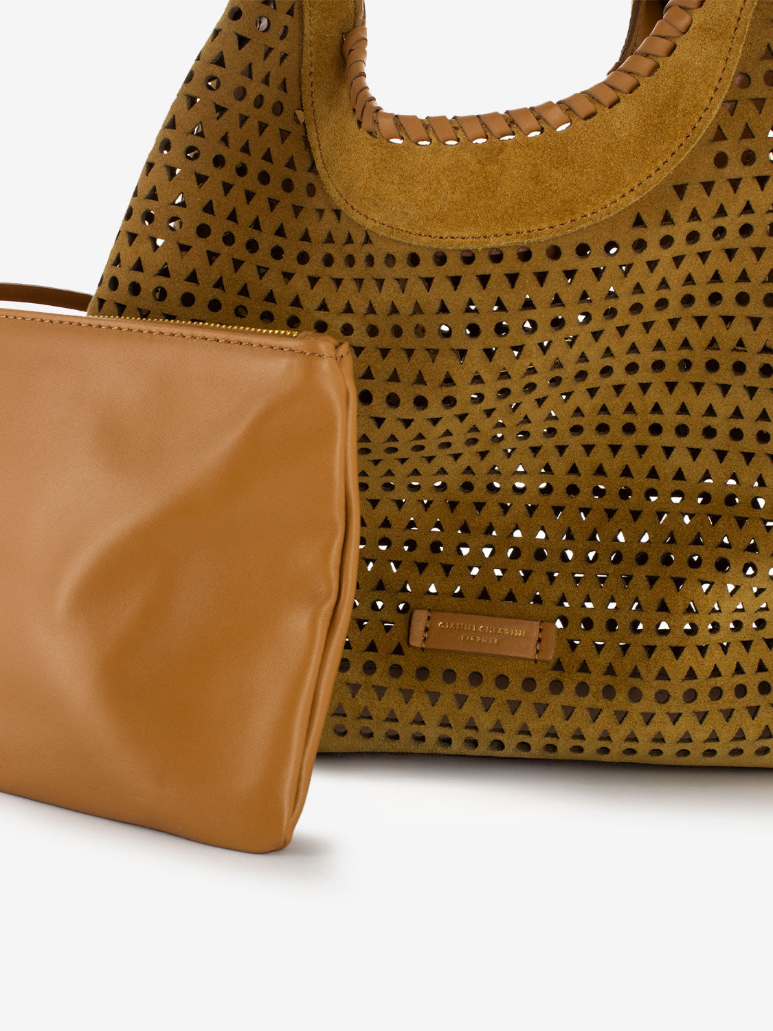 Borsa L Dua suede traforata peanut butter