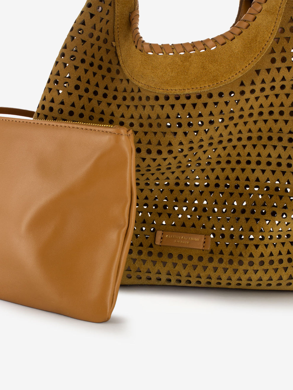 Borsa L Dua suede traforata peanut butter