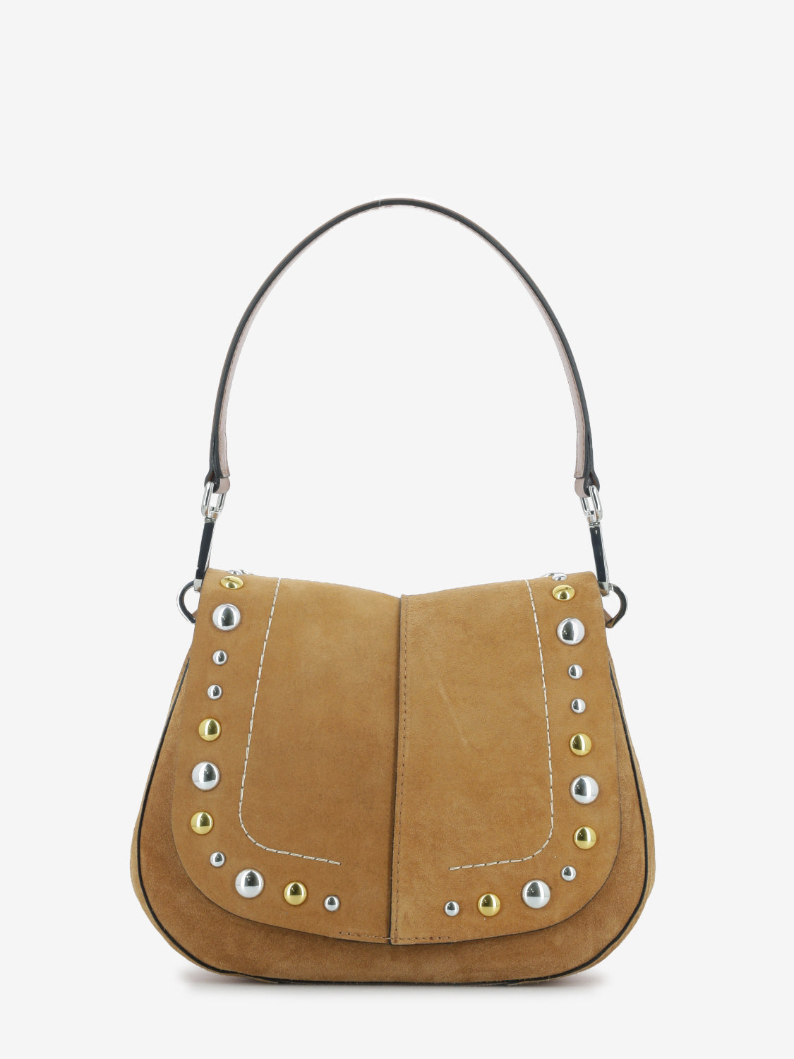 Borsa Helena Round con borchie caramel