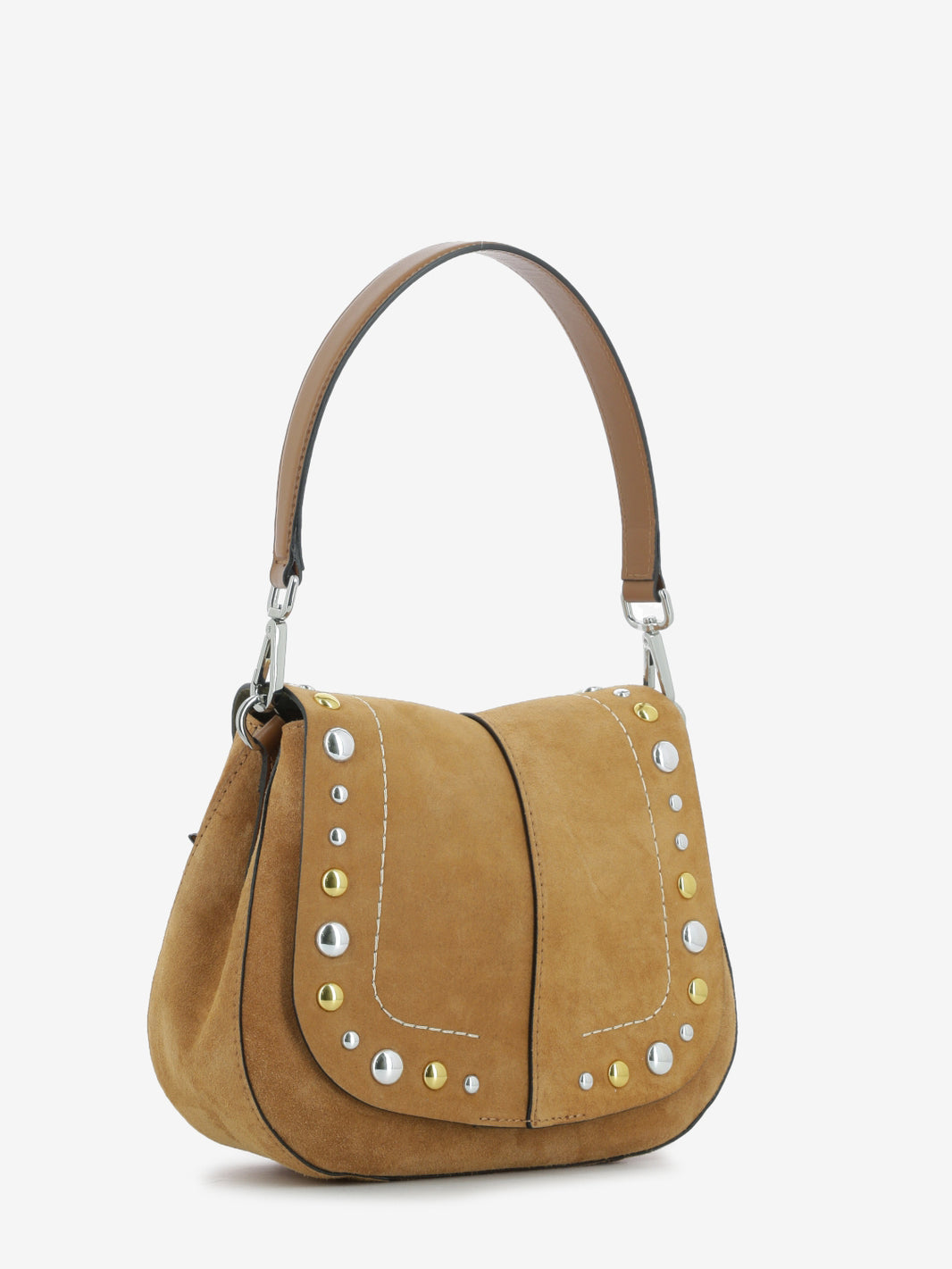 Borsa Helena Round con borchie caramel