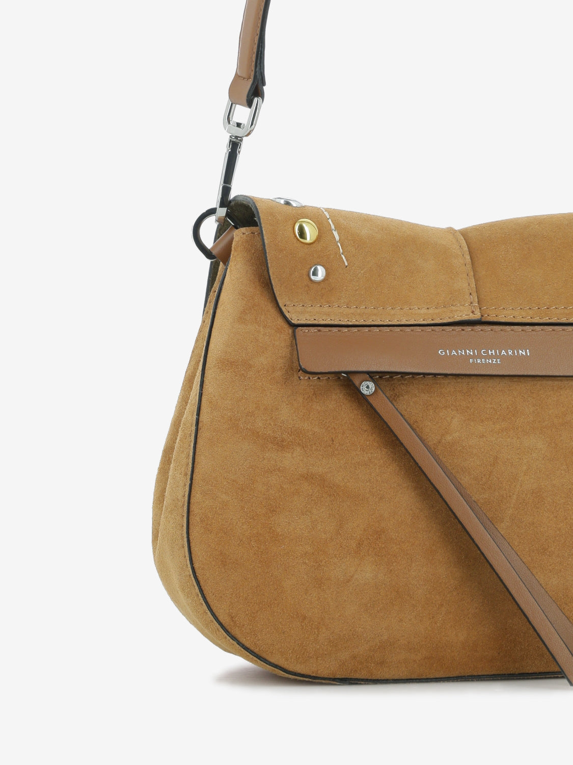 Borsa Helena Round con borchie caramel