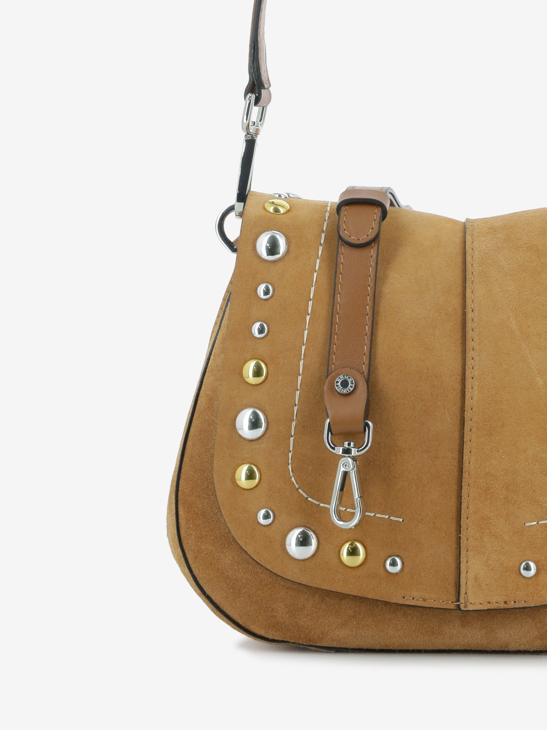 Borsa Helena Round con borchie caramel