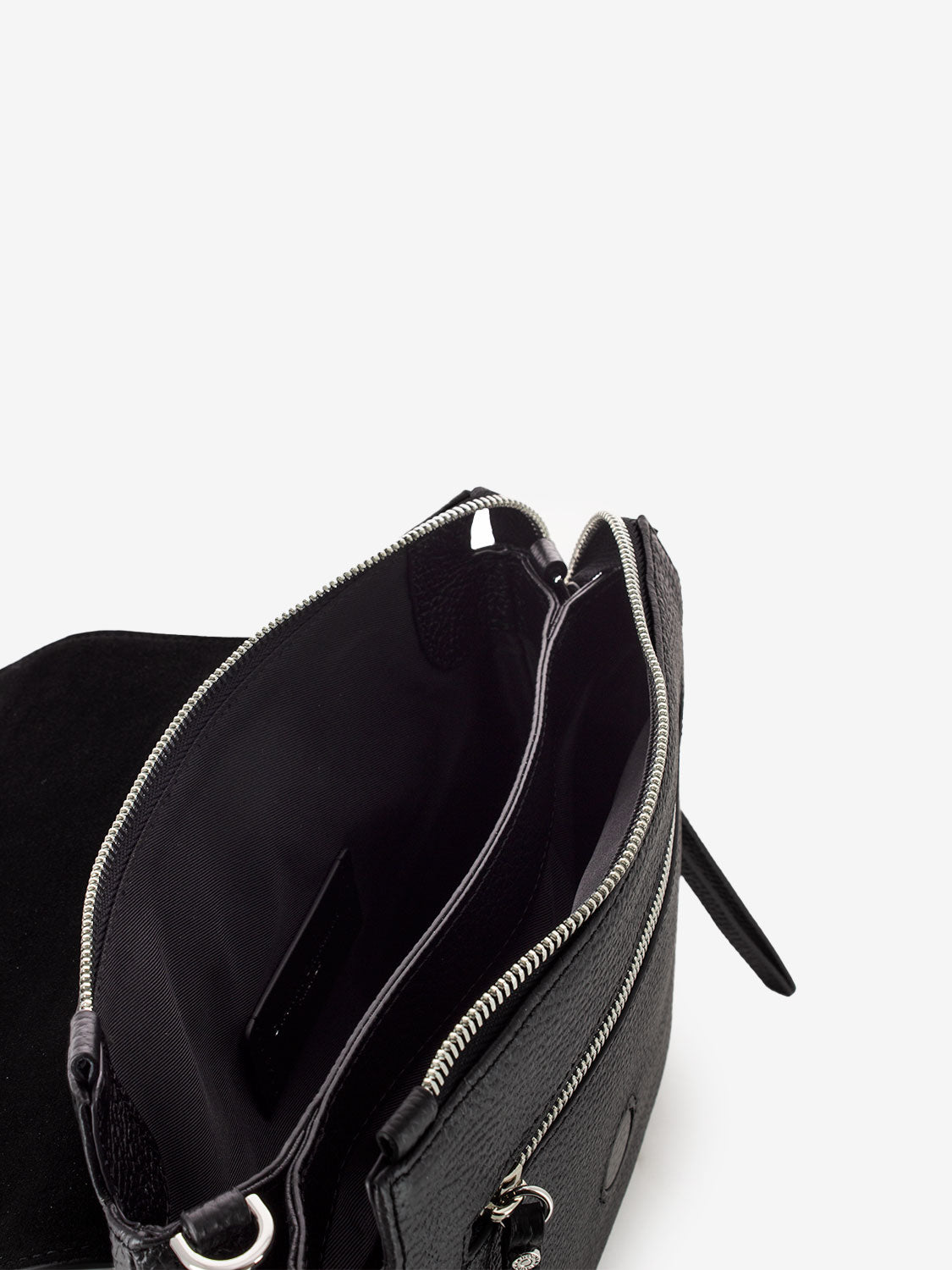 Three black leather bag