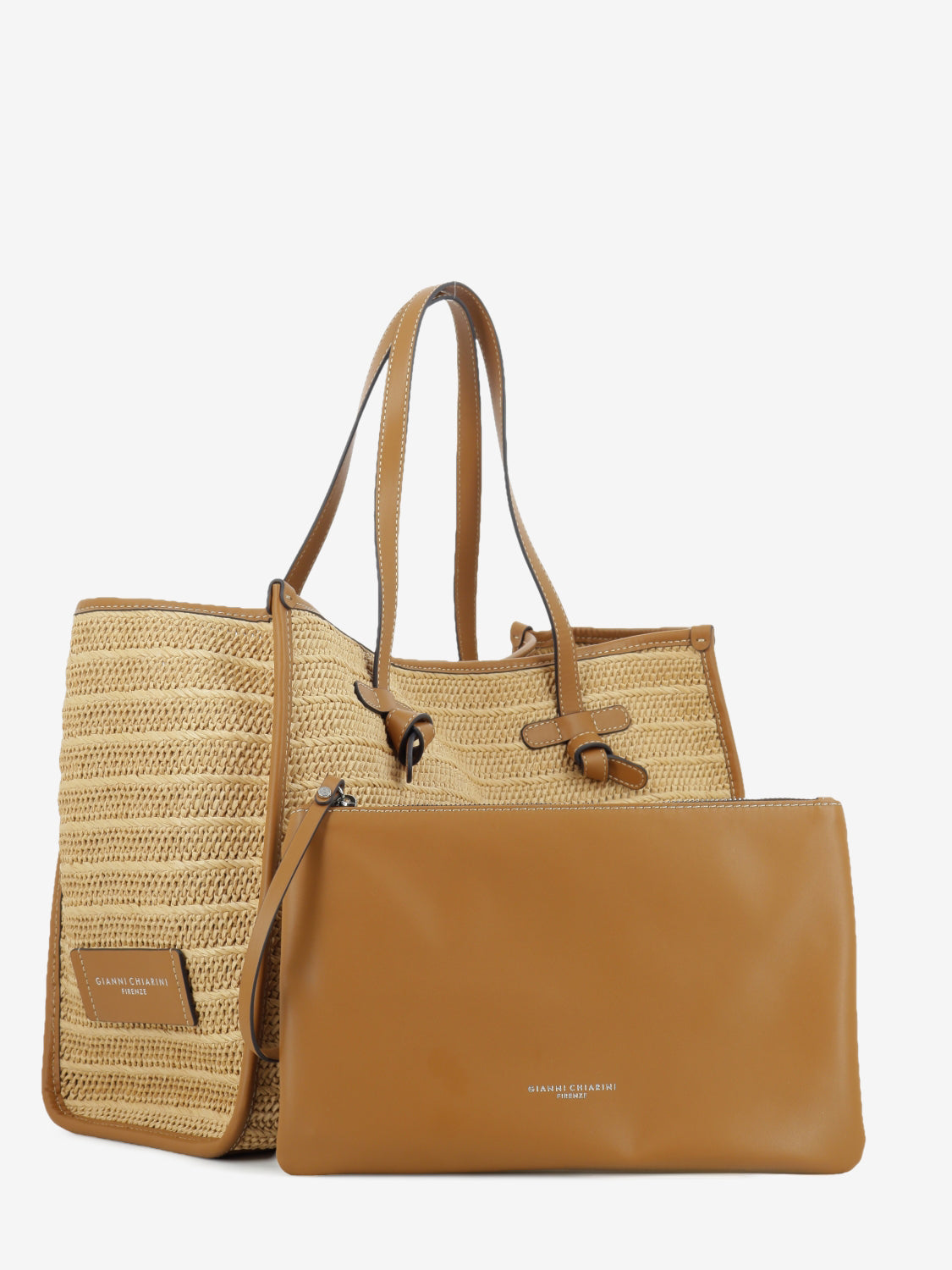 Borsa in tessuto e pelle Marcella beige