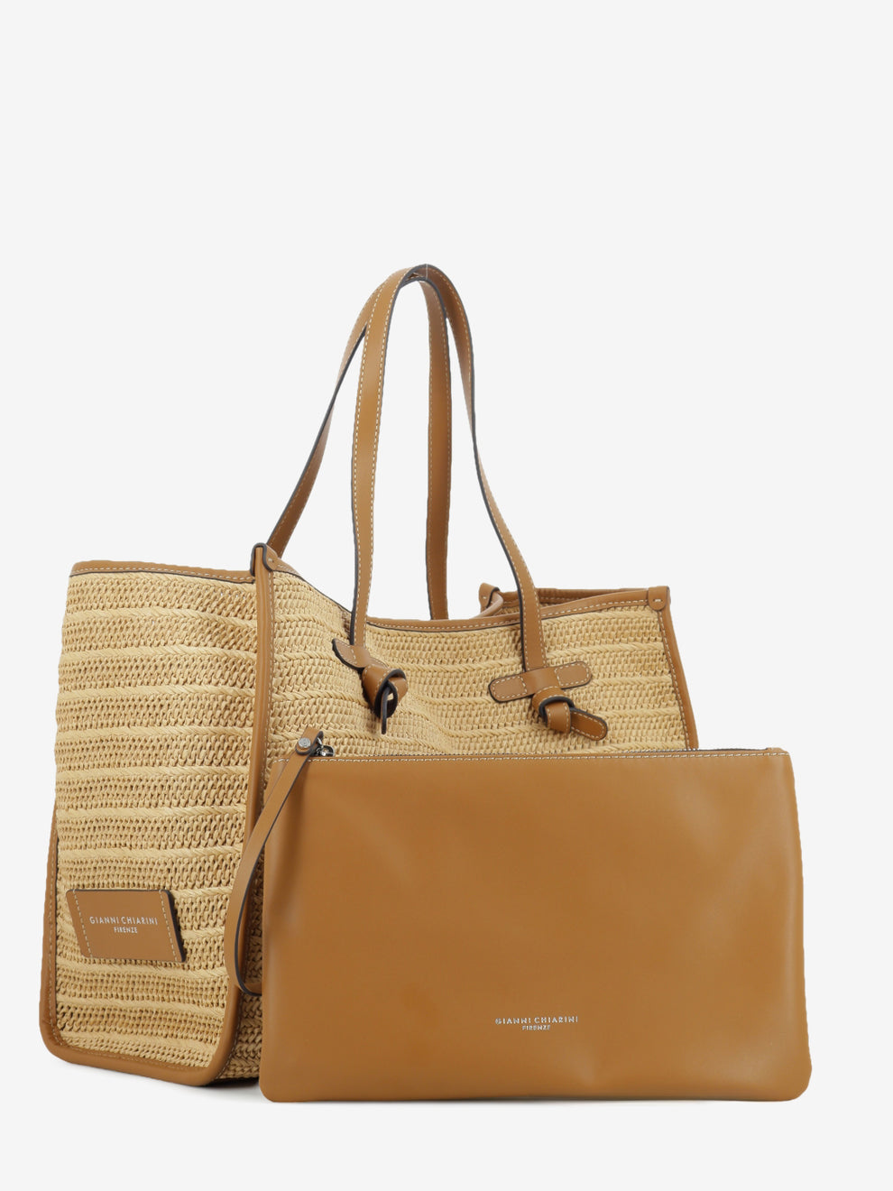 Borsa in tessuto e pelle Marcella beige