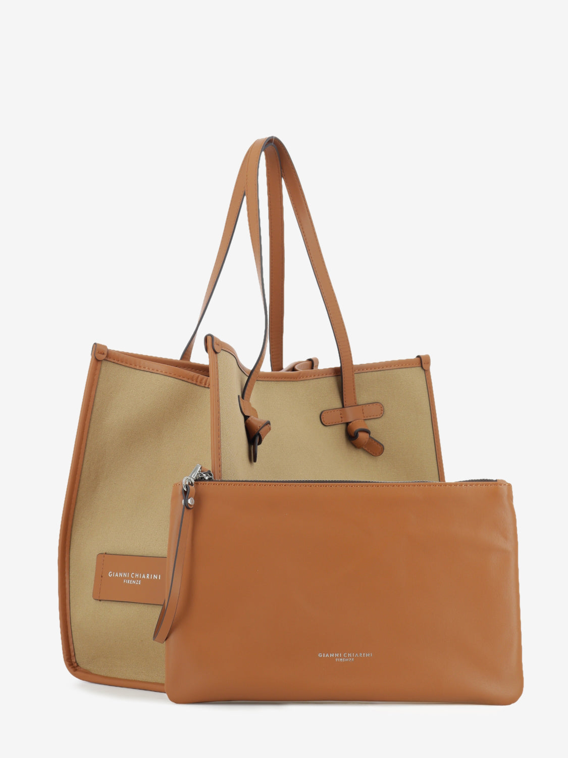 Marcella rope / leather / caramel fabric and leather bag