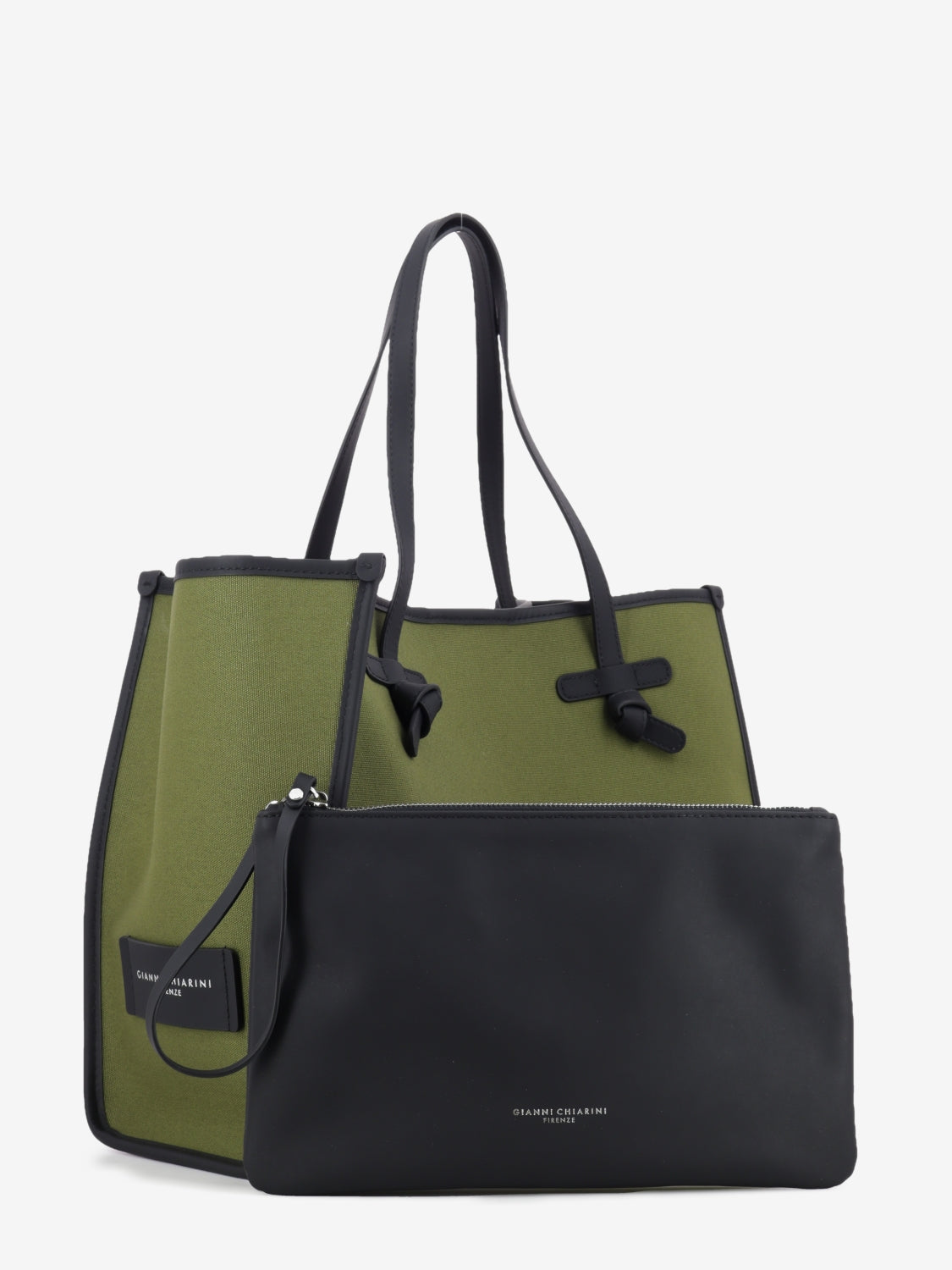 Borsa Marcella in tessuto e pelle militare