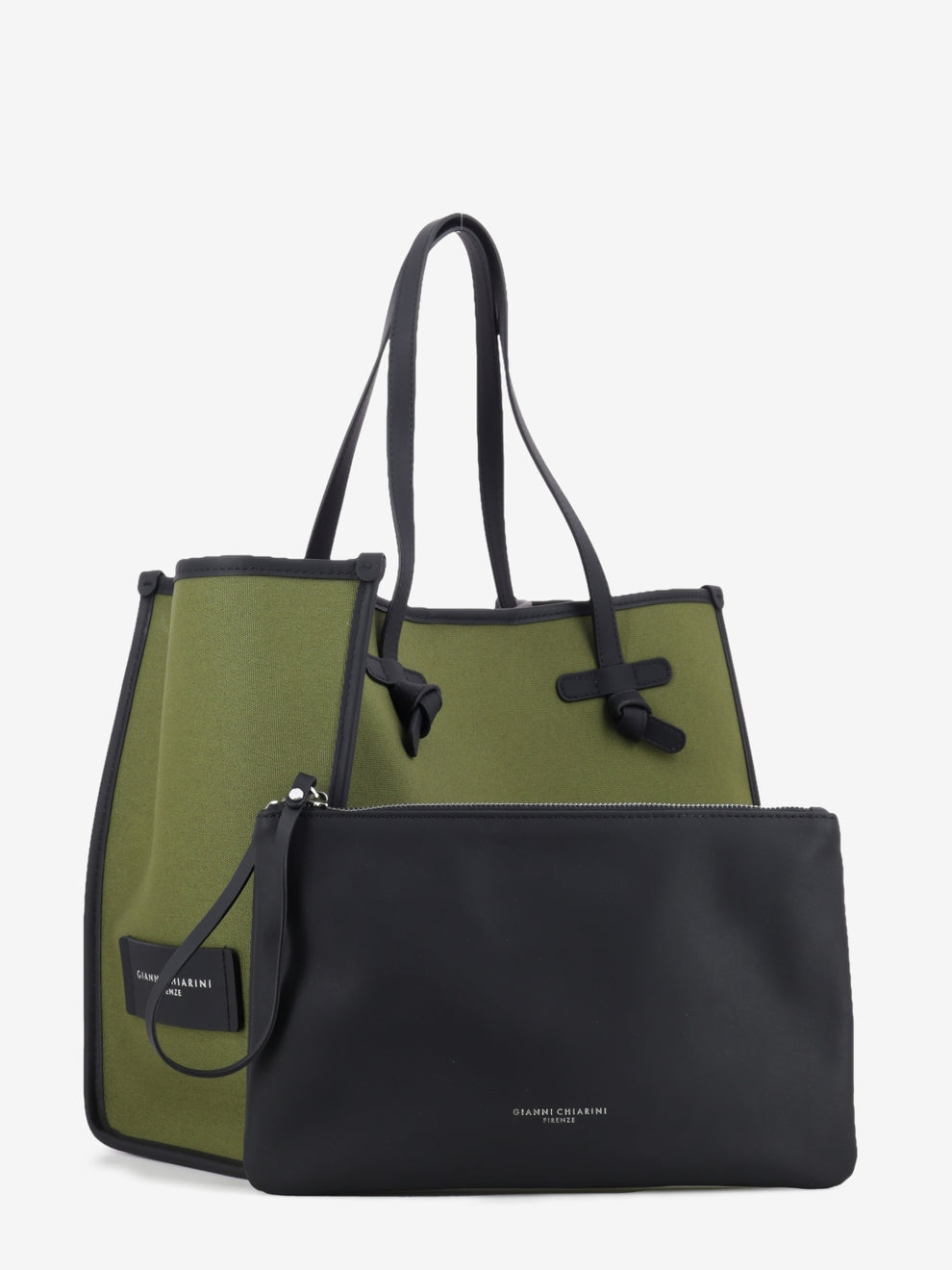 Borsa Marcella in tessuto e pelle militare