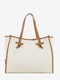 Marcella bag in cream / caramel fabric and leather