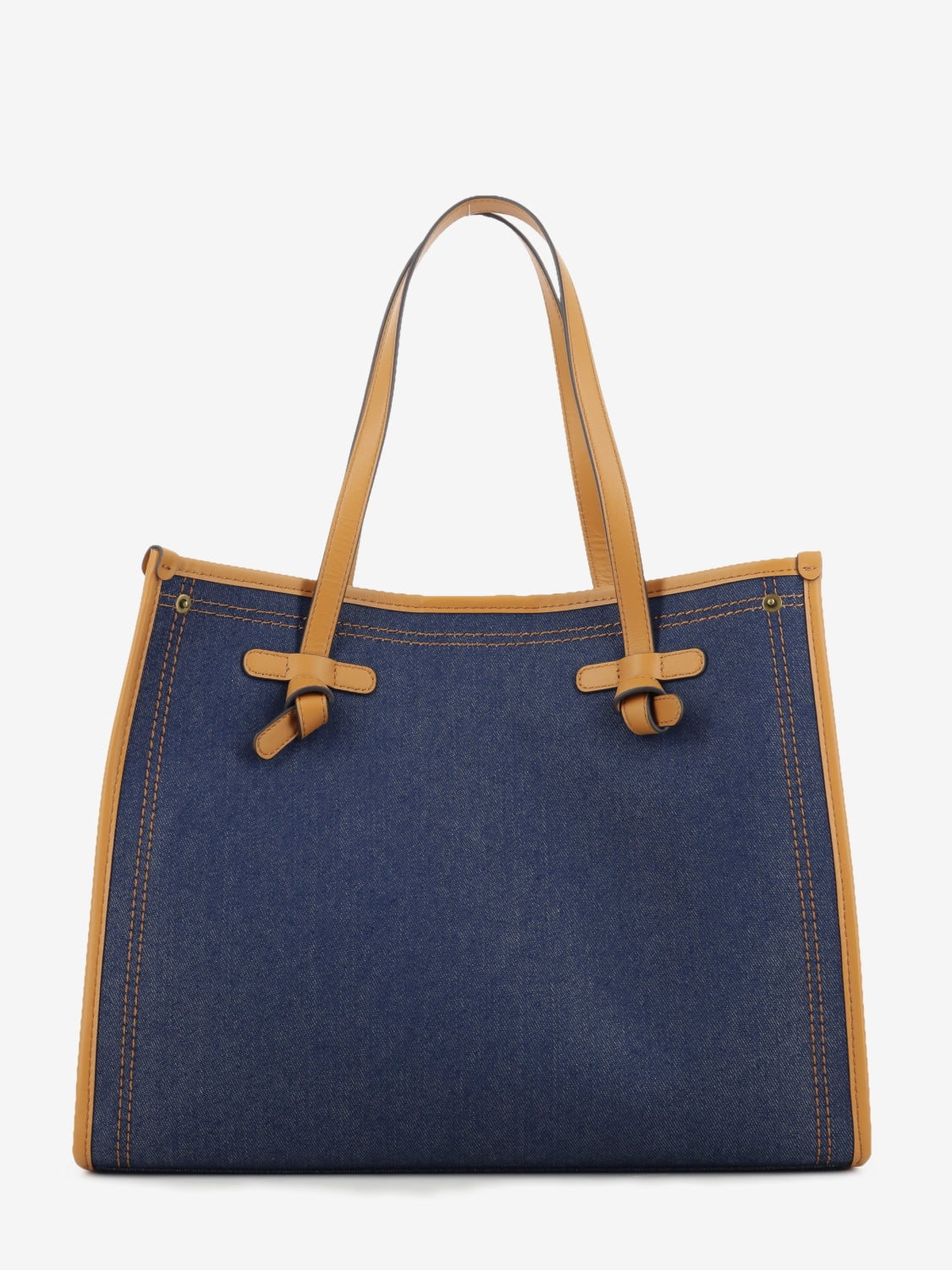Borsa Marcella tessuto e pelle blu / mou