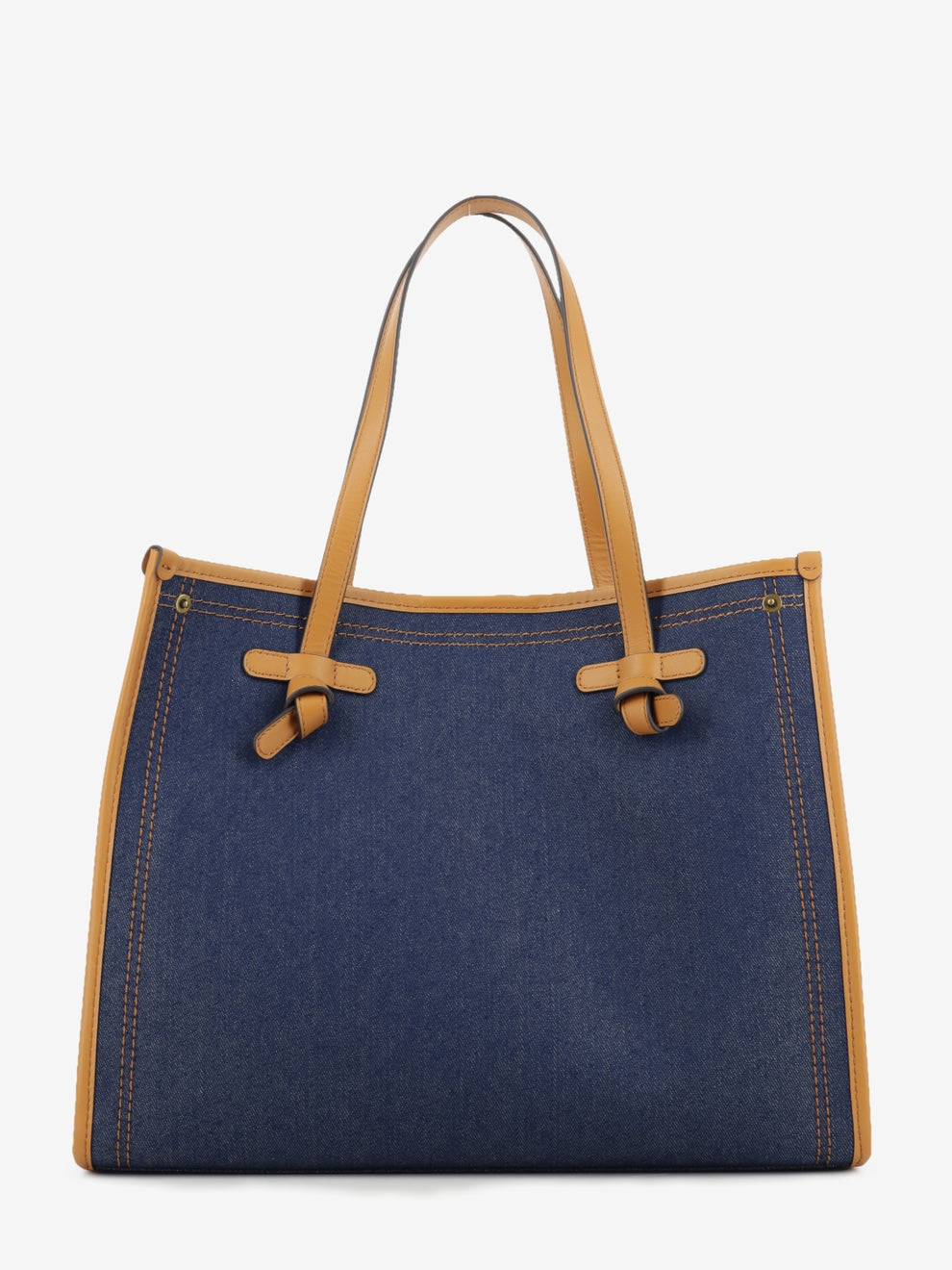 Borsa Marcella tessuto e pelle blu / mou