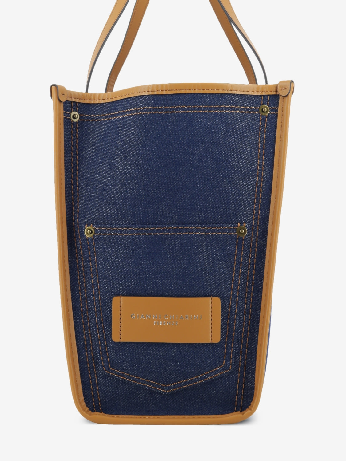 Borsa Marcella tessuto e pelle blu / mou