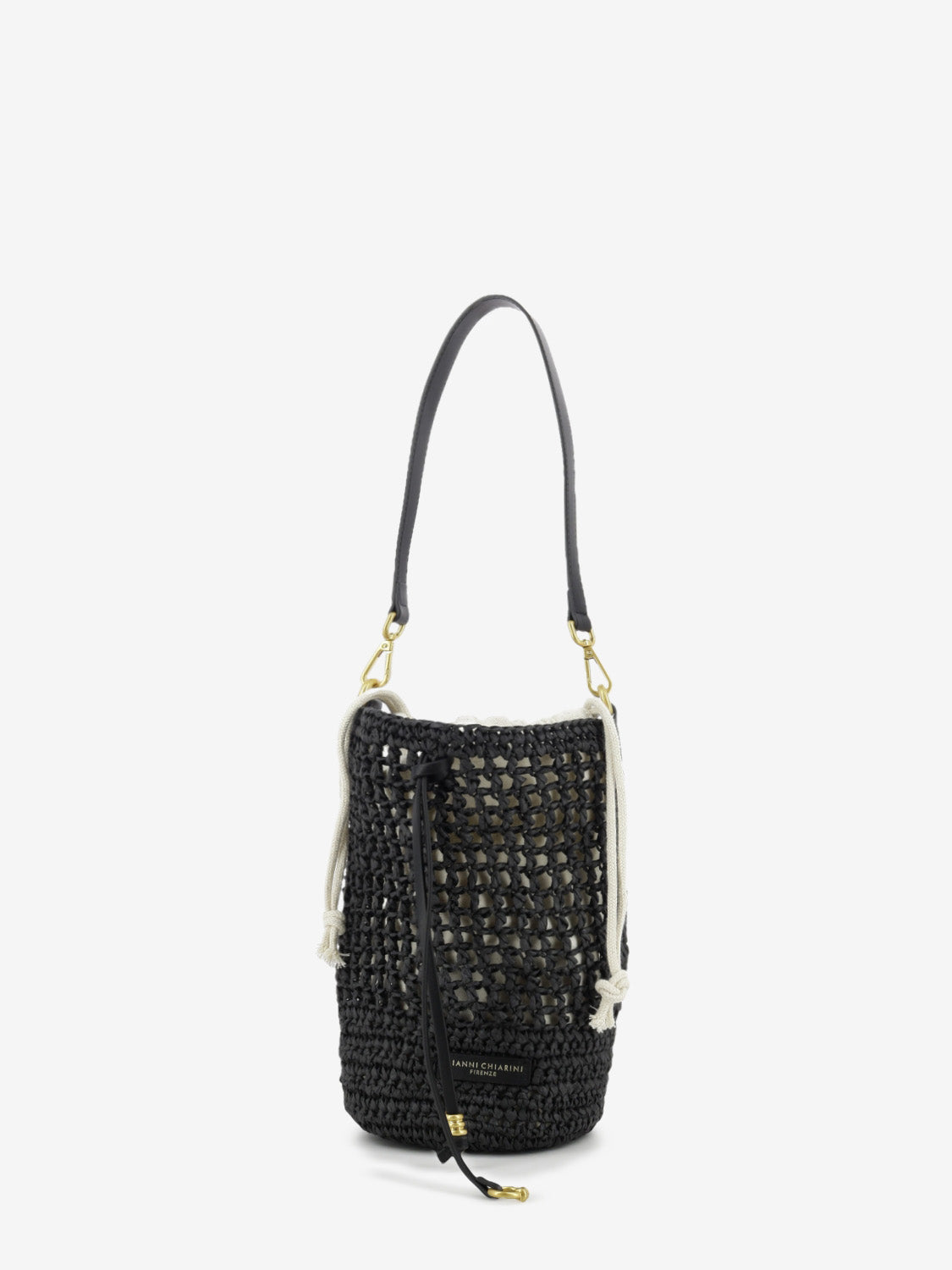 Nefeli black straw bucket bag
