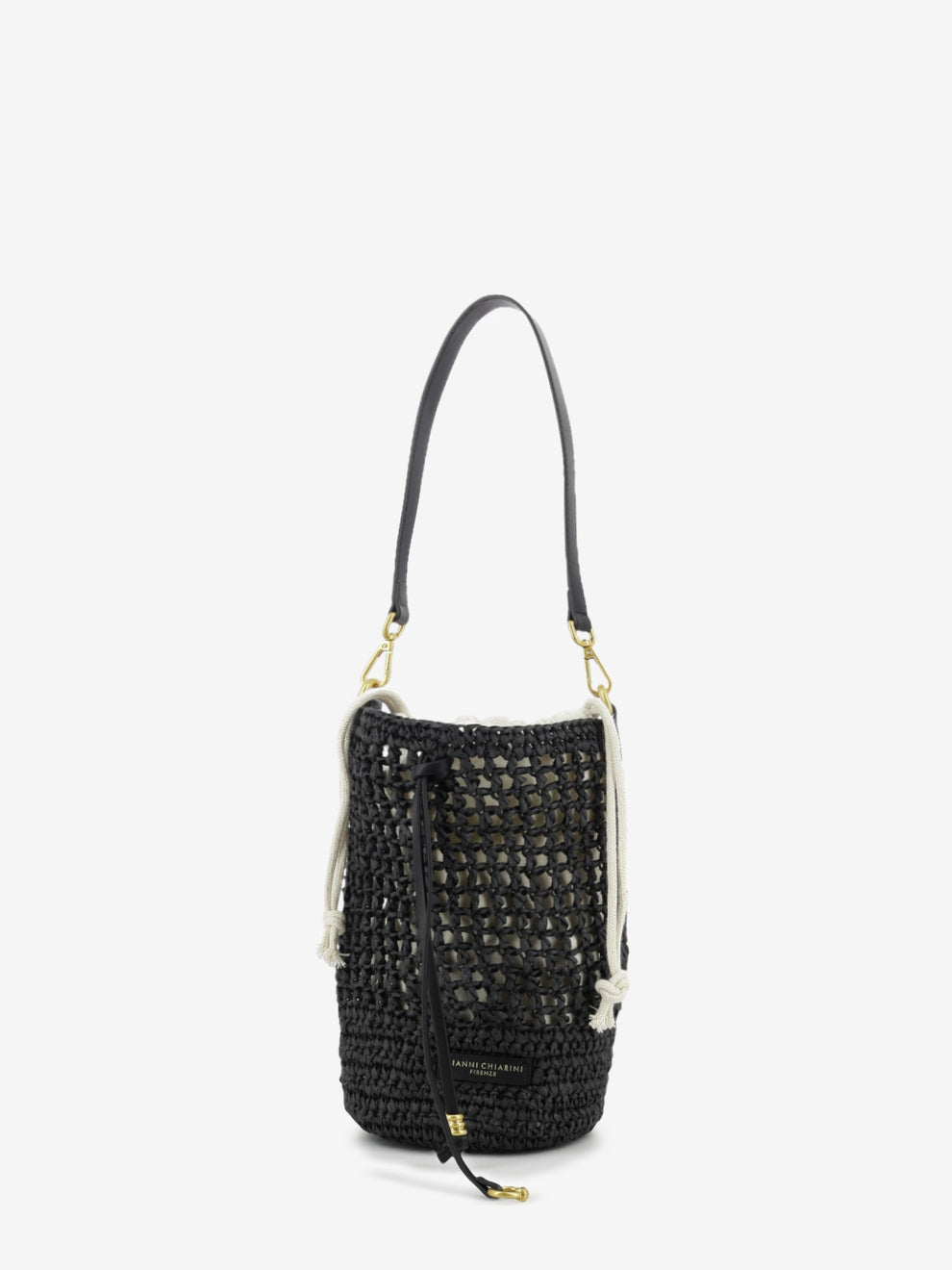 Nefeli black straw bucket bag