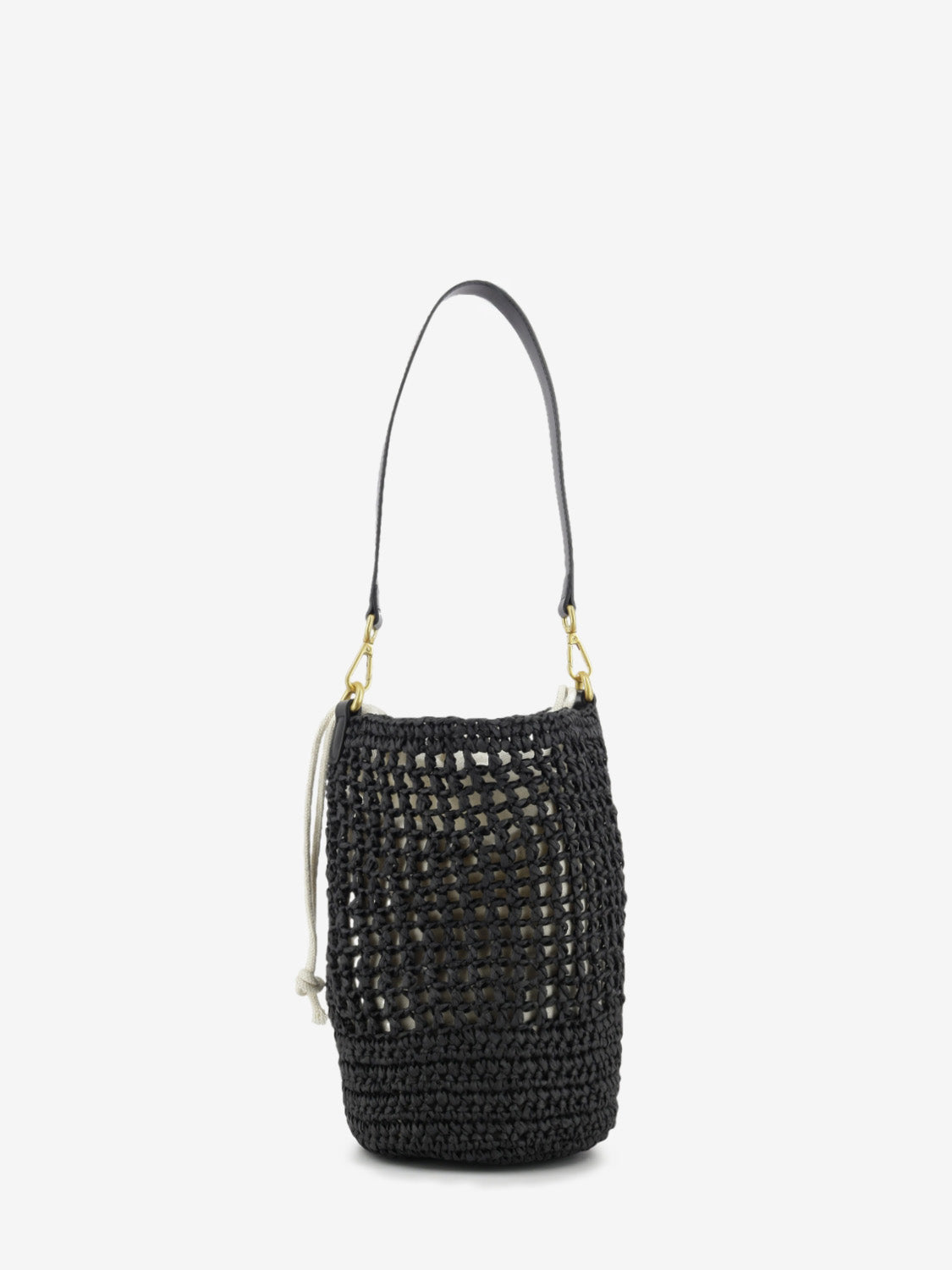 Nefeli black straw bucket bag